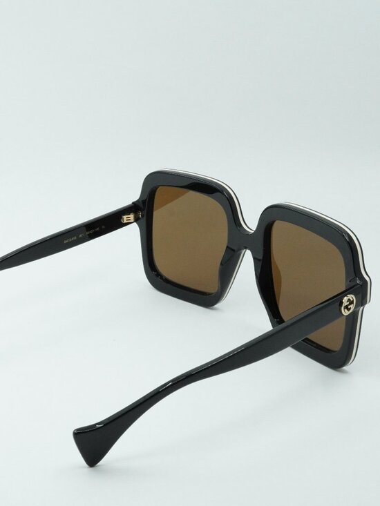 Gucci GG1241S 001 Sunglasses Black Square Frame, Brown Lenses main image 7